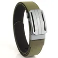 Men's army green nylon tactical belt with matte silver aluminum automatic buckle - Army Green