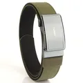 Tactical olive nylon belt with aviation aluminum automatic buckle featuring TUSHI logo - Army Green