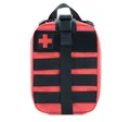 Tactical medical first aid pouch in vibrant red durable nylon with MOLLE webbing system - Red