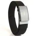 Men's outdoor nylon canvas belt with aluminum automatic buckle and TUSHI logo - Black