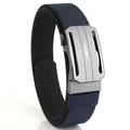 Men's navy blue tactical nylon belt with durable alloy automatic buckle and weave texture - Twill Royal Blue
