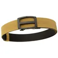 Tactical double-layer nylon belt for men with quick-release metal buckle in khaki color - Dark Brown