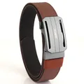 Men's dark brown nylon tactical belt with a matte grey automatic alloy buckle - Coffee