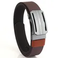 Men's dark brown nylon tactical belt with grey alloy automatic buckle for outdoor use - Twill Coffee