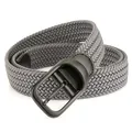 Minimalist grey elastic braided belt with matte black buckle on white background - 105cm / Dark Gray