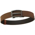 Brown heavy duty double-layer nylon tactical belt with matte black automatic buckle for men - Dark Coffee