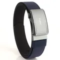Navy blue nylon canvas belt with a grey aviation aluminum alloy automatic buckle - Sapphire Blue