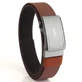 Brown nylon tactical belt with grey aviation aluminum automatic buckle and TUSHI logo - Coffee
