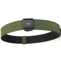 Double-layered tactical nylon belt with army green webbing and a black automatic buckle - Army Green / 120cm