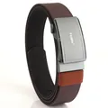 Dark brown nylon canvas belt with an aviation aluminum automatic buckle and orange accent - Twill Coffee