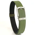 Army green double-layer tactical nylon belt for men with silver automatic buckle - Army Green
