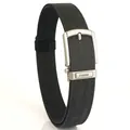 Men's double-thick tactical nylon belt with matte silver buckle in charcoal grey - Washed Cotton-Black