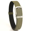 Army green double-layered tactical nylon belt for men with matte silver automatic buckle - Washed Cotton-Army Green