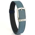Blue thickened tactical nylon belt for men featuring a silver automatic buckle - Washed Cotton-Royal Blue