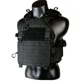 Tactical vest in black 1000D nylon with laser cut MOLLE system and adjustable straps - One Size / Black
