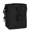 Tactical black nylon EDC pouch with adjustable buckle and side mesh pocket - Black