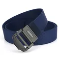 Elastic nylon tactical belt in navy blue with black matte double ring buckle and Tushi logo - Sapphire Blue