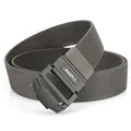 Elastic stretch nylon belt with double ring buckle and textured black matte finish - Dark Gray