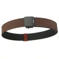 Brown tactical nylon belt for men featuring a black matte automatic buckle with TUSHI logo - 120cm / Dark Coffee