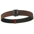 Brown nylon tactical belt with black matte buckle and TUSHI logo on a white background - Automatic Buckle Style / Dark Coffee