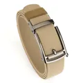 Elastic khaki nylon belt with a sleek metallic automatic buckle for men's casual outdoor wear - 120cm / Gunmetal Buckle - Wolf Brown