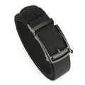 Elastic black nylon woven belt with matte automatic buckle for outdoor casual wear - 120cm / Black Buckle - Black