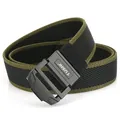 Elastic nylon tactical belt with double ring buckle in green and black contrast - Black and Army Green