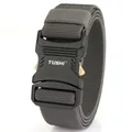 Tactical nylon belt with heavy-duty quick release alloy buckle and durable woven strap - 125cm / Dark Gray