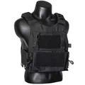 Tactical vest with MOLLE system in durable black nylon fabric on a mannequin torso - One Size / Black