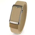Elastic khaki woven belt for men with gunmetal finish buckle in a minimalist design - 120cm / Gunmetal Buckle - Wolf Brown