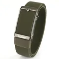 Elastic military green woven belt for men with a dark grey metal automatic buckle - 120cm / Gunmetal Buckle - Army Green