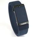 Cintura elastica intrecciata da uomo con fibbia nero opaco e cinturino blu scuro - 120cm / Fibbia Nera - Blu Reale