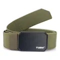 Cinturón táctico de nailon verde militar con hebilla magnética negra de aleación pulida - Estilo con Logo (TUSHI) / Verde Militar