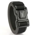 Tactical nylon belt with quick release alloy buckle for hiking and outdoor activities - 12.5cm / Black and Gray