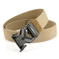 Men's khaki elastic woven tactical belt with premium matte black alloy automatic buckle - Standard Length / Coyote Brown