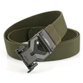 Army green nylon tactical belt for men with a black matte alloy quick-release buckle - Standard Length / Army Green