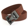 Brown tactical stretch belt with black automatic buckle for outdoor and business wear - Brown