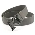 Tactical gray braided nylon elastic belt for men with matte black alloy buckle - Standard Length / Dark Gray