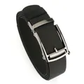 Men's black elastic braided belt with dark gunmetal zinc alloy automatic slide buckle - 120cm / Gunmetal Buckle - Black