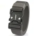Tactical elastic belt in dark grey high-density fabric with a black quick-release metal buckle - 125cm / Dark Gray