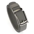 Grey elastic nylon woven belt with a sleek gunmetal automatic buckle for men - 120cm / Gunmetal Buckle - Dark Gray