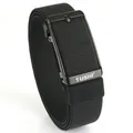 Cintura elastica intrecciata da uomo in tessuto nero con fibbia automatica - 120cm / Fibbia Nera - Nero