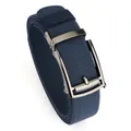 Navy blue elastic nylon belt with gun-grey buckle for casual or business attire - 120cm / Gunmetal Buckle - Royal Blue