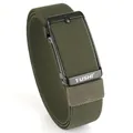 Cintura elastica uomo verde militare con fibbia automatica nera e logo del marchio - 120cm / Fibbia Nera - Verde Militare