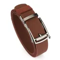 Men's brown elastic nylon woven belt with a sleek gunmetal automatic buckle for casual wear - 120cm / Gunmetal Buckle - Brown