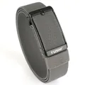 Dark grey elastic woven belt for men with a matte black metal automatic buckle - 120cm / Black Buckle - Dark Gray