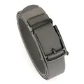 Gray woven nylon belt with matte black automatic buckle for casual or business style - 120cm / Black Buckle - Dark Gray