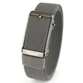 Dark grey elastic woven belt for men with a textured gun-grey metal automatic buckle - 120cm / Gunmetal Buckle - Dark Gray