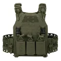 Tactical plate carrier vest in army green with laser-cut MOLLE and quick-release buckles - One Size / Army Green