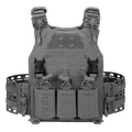 Wolf Grey tactical plate carrier with laser-cut MOLLE system and quick-release buckles - One Size / Gray